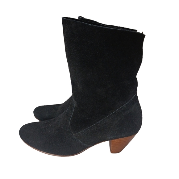 Convertable Black Suede Fold Down Ankle Boots Booties - Picture 11 of 13